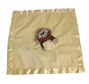 Fisher Price Baby Lovey Brown Monkey Security Blanket Yellow Satin Back 14 X 14 - Picture 1 of 8