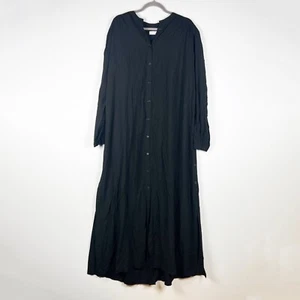 NUEVO Vestido Maxi Camisa Rodebjer The Art Manga Larga Botón Frontal Negro Grande - Imagen 1 de 4