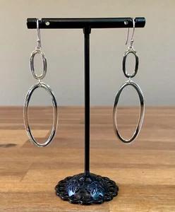 NEW Ippolita Sterling Silver Double Oval French Wire Drop Earrings 2-3/4 x 3/4” - Picture 1 of 10
