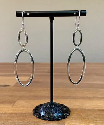 NEW Ippolita Sterling Silver Double Oval French Wire Drop Earrings 2-3/4 x 3/4” - Image 1 of 4