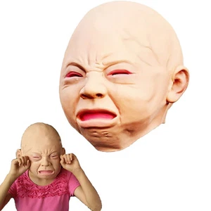 Creepy Cry Baby Full Head Face Latex Scary Mask Halloween Party Adult Cosplay A - Picture 1 of 3