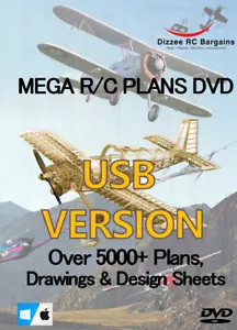 Dizzee RC Mega RC Plans USB Over 5000+ Plans Drawings Designs for RC Model Plane - Picture 1 of 4