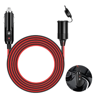 EEEKITONLINE 24 ft Car Cigarette Lighter Socket Extension Cord Cable Heavey Duty Adapter 12V