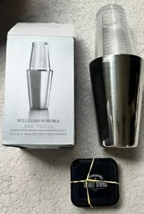 NEW In Box WILLIAMS-SONOMA BAR TOOLS DOUBLE-WALLED BOSTON SHAKER+spirit STONES - Picture 1 of 8