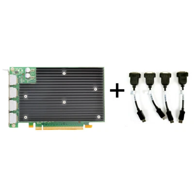 NVIDIA Quadro NVS 450 512MB Pcie Quad Monitors Scheda Grafica + 4 DVI/VGA Cables - Immagine 1 di 4