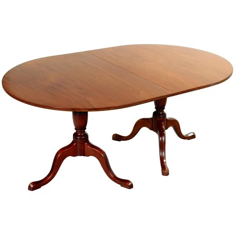 Baker School Queen Anne Style Double Pedestal Mahogany Dining Table 20th Century Cover