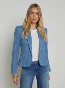 NUEVO L'AGENCE Jennah Tweed Blazer Puerto Azul/Cadena Buena Suerte 024 - Imagen 1 de 8