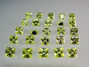 Lemon Peridot Square Princess Cut Stones SIZE CHOICE CZ Loose Gemstones - Picture 1 of 5