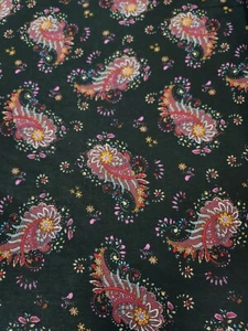 Rayon Challis Fabric By The Yard Multicolor Paisley Black Background Summer Dres - Picture 1 of 11