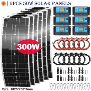 300W Flexible Solar Panel Kit 6x50W Solar Off-Grid System 10A Charge Controller - Picture 1 of 10