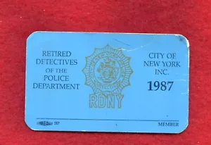 1 " 1987 VINTAGE COLLECTIBLE DEA ny retired DETECTIVE CARD " - Picture 1 of 2