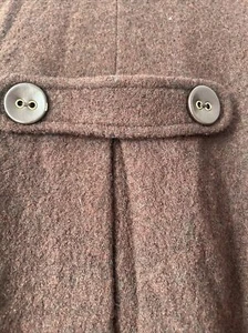 Ruby Rd Brown Boiled Wool A-line Sweater Coat Large Buttons Bell Pleated Small - Picture 1 of 9
