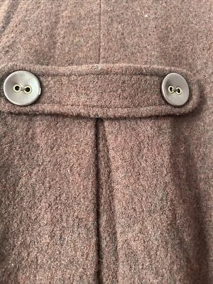 Ruby Rd Brown Boiled Wool A-line Sweater Coat Large Buttons Bell Pleated Small - Image 1 of 4