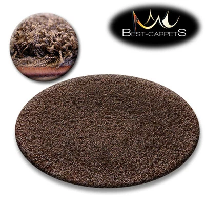CHEAP RUGS ROUND SHAGGY 5cm BROWN HIGH QUALITY nice in touch MANY SIZE carpets - Image 1 of 4