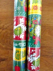 2 Rolls How The Grinch Stole Christmas Gift Wrapping Paper RARE 40 SQ FT Each - Picture 1 of 6