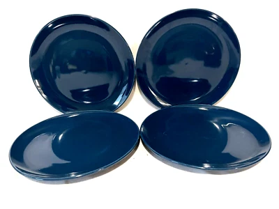 Ikea Sweden Glossy Dark Blue Set Of 4 Dinner Plates 10 1/2" - Image 1 of 2