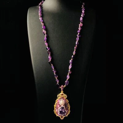 Collar colgante de perlas naturales de agua dulce amatista para mujer joyería accesorio regalos Foto 1 de 4