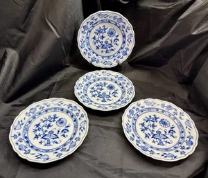 "Antiguo juego de 4 platos de almuerzo Ernst Teicher Meissen cebolla azul 8,5"" Alemania" - Imagen 1 de 20
