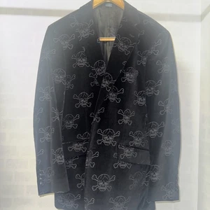 Medium Suede Skull Blazer Sport Coat Vintage - Picture 1 of 4