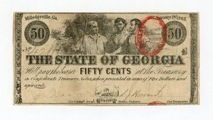 1863 Cr.14B 50c The State of GEORGIA Note - CIVIL WAR Era - Picture 1 of 2