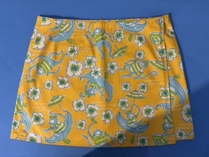 gonna lilly pulitzer 8 giallo blu scimmie frutta reversibile avvolgente nuova vintage - Foto 1 di 9