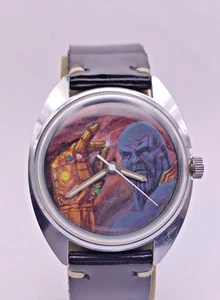 Orologio Thanos Pezzo Unico Quadrante Opera 2409 Pelle Dipinta A Mano Uomo Meccanico - Foto 1 di 15