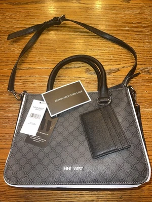 NUEVO Bolso de Mano Nine West Jet Negro Logo con Correa para el Hombro Cartera Nuevo con Etiquetas Foto 1 de 4