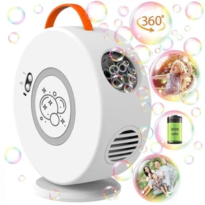 Automatic Bubble Machine 360° Rotating Rechargeable Bubble Blower Toy - Picture 1 of 9