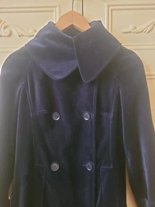 KAREN MILLEN NAVY VELVET DOUBLE BREASTED COAT. SZ S. IMPECCABLE CONDITION. - Picture 1 of 23