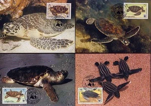 anguilla 1983 wwf tortues marines turtle tortuga reptile marine fauna 4 maxi - Picture 1 of 1