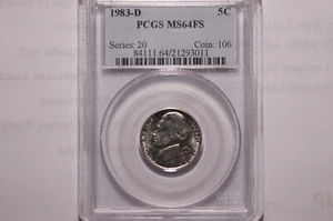 1983-D Jefferson Nickel Graded PCGS MS64FS - Bild 1 von 4