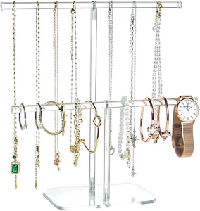 Premium Jewelry Stand Solid Clear 2-Tier Acrylic Organizer Holder Stand - Picture 1 of 6
