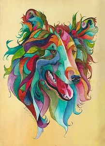 COLOR ME COLLIE 8X10 DOG  print by Artist Sherry Shipley - Picture 1 of 1