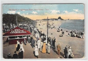 Strand, Leuchtturm Point New Haven, Connecticut Crackerjack 1914 Vintage Postkarte - Bild 1 von 2