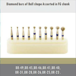 10 pièces pièce à main diamant dentaire FG boule ronde assortie grain moyen haute vitesse