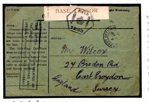 GB WW1 INTERRUPTED Cover *CERTIFICATE UNSIGNED DELAYED* Honour E FPO 1915 U103b - Picture 1 of 6