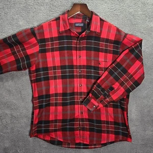 Vintage Land's End Plaid Button-Up Shirt Mens Large Lumberjack Grunge Pocket - Picture 1 of 7