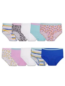 Girls' Big Tag Free Cotton Brief Underwear Multipacks Brief-10 Pack-White/Str... - Picture 1 of 4