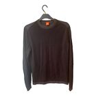 Hugo Boss Mens Black Pure Wool Tight Knit Slim Fit Sweater Jumper Size XL