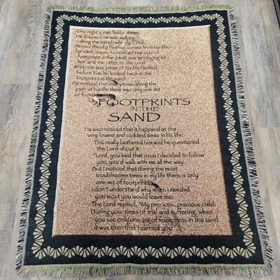 Footprints in the Sand 挂毯毛毯条纹墙艺术 49x65 装饰新品 — 第 1/4 张图片