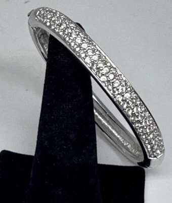 Pulseira articulada Swarovski tom prata cristais transparentes 2,75” diâmetro - Imagem 1 de 4