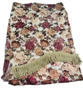 Pair Of Vintage Rose Floral Curtain Panels 80” Attached Valance & Sheer Lining - Picture 1 of 3