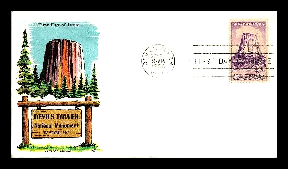 1084 3c Stamp (1956) THE DEVILS TOWER FDC FROM CAPTAIN HERMAN FLUEGEL !!! - Image 1 of 1