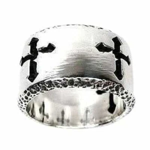 925 Sterling Silver Cross Men's Band Ring New Christian - Picture 1 of 1