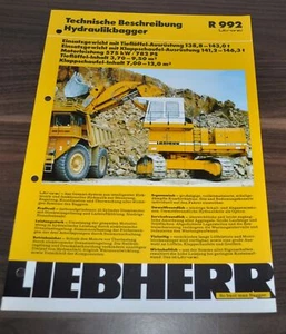 Excavadora excavadora minera Liebherr R 992 1995 2001 folleto de especificaciones folleto - Imagen 1 de 6