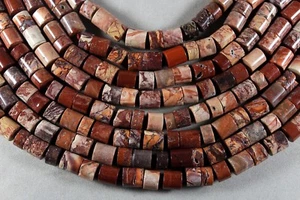 MEXICAN RED PORCELAIN JASPER 10MM MIXED LENGTH 6-11MM TUBE BEADS 15.5" STRAND - Picture 1 of 2