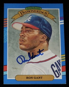 RON GANT 1990 DONRUSS AUTOGRAPHED BASEBALL CARD (ATLANTA BRAVES) - DIAMOND KING! - Picture 1 of 2