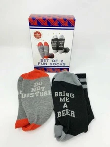 2 pr Socks Unisex Mens 'Bring Beer' & 'Do Not Disturb' Fun Socks Gag Gift  (New) - Picture 1 of 6