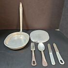 WWII US Army Mess Kit + Utensils Knife, Spoon & Fork 1941 + WWI Knife 1917