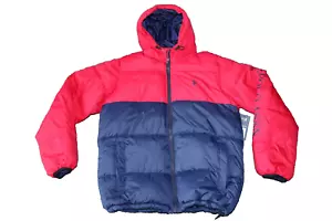 U.S. Polo Assn. Heavy Puffer Winter Coat Red Blue Men Size Large Full Zip w/Hood - Picture 1 of 17
